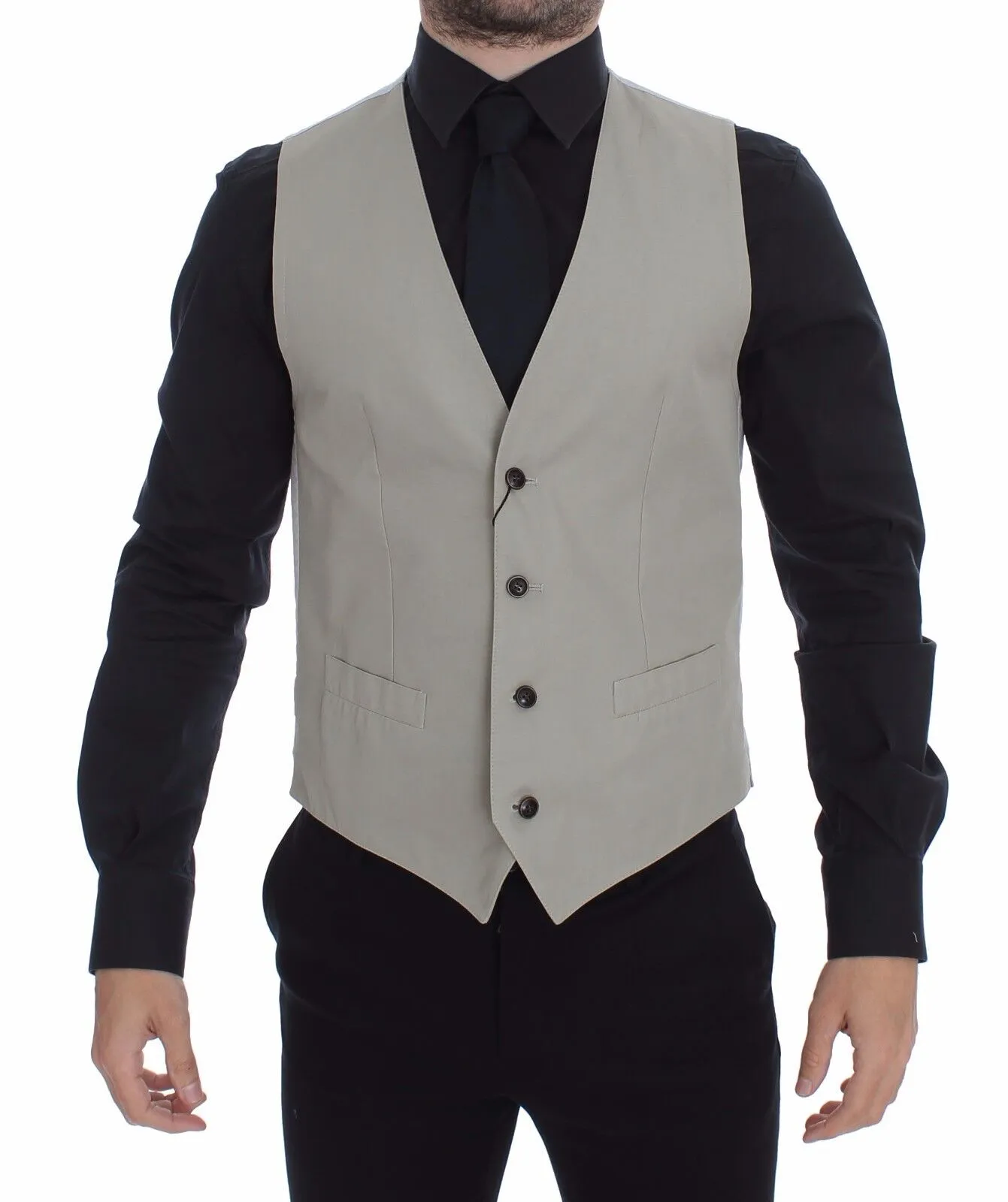 Dolce & Gabbana Men's Chic Beige Single Breasted Dress Vest