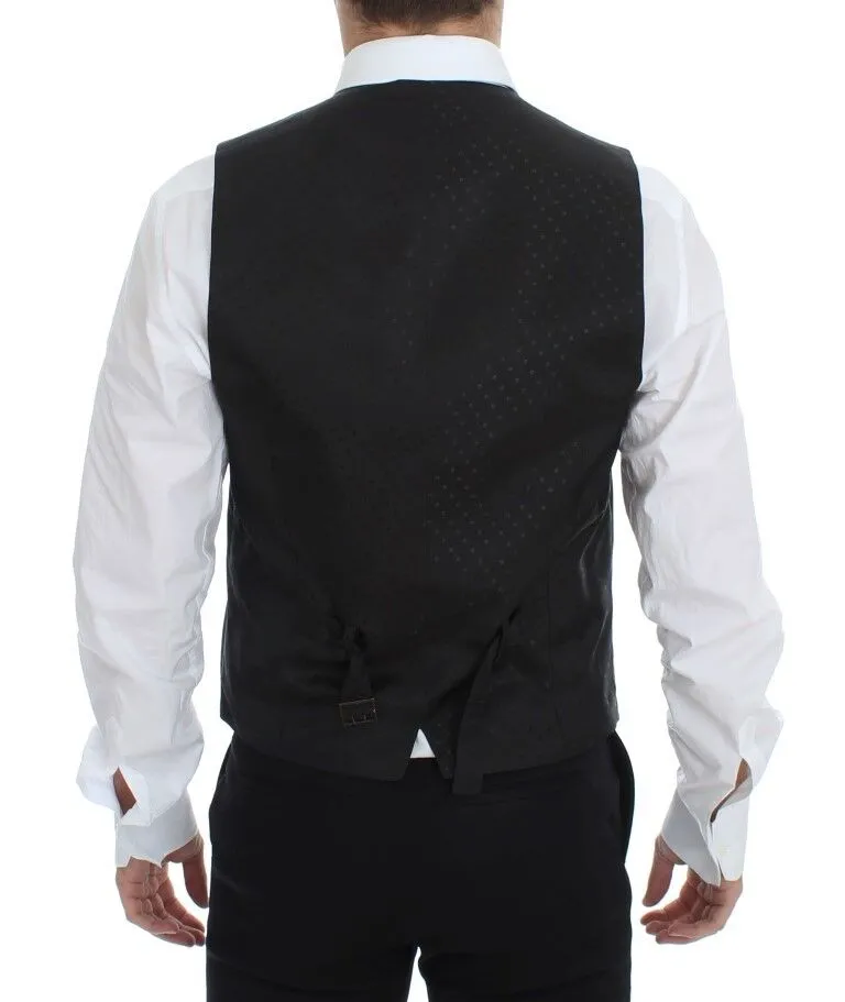 Dolce & Gabbana Men's Elegant Silk-Wool Black Dress Vest