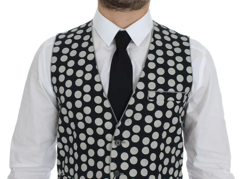 Dolce & Gabbana Men's Elegant Blue Dotted Dress Vest
