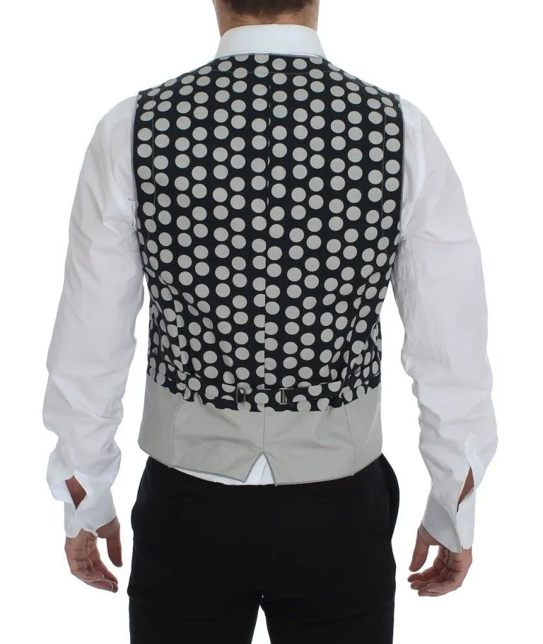 Dolce & Gabbana Men's Elegant Blue Dotted Dress Vest