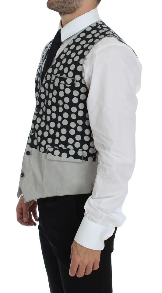 Dolce & Gabbana Men's Elegant Blue Dotted Dress Vest