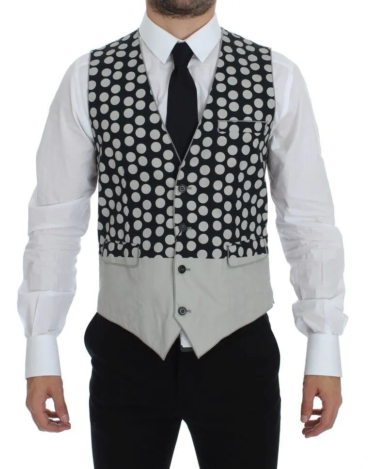 Dolce & Gabbana Men's Elegant Blue Dotted Dress Vest