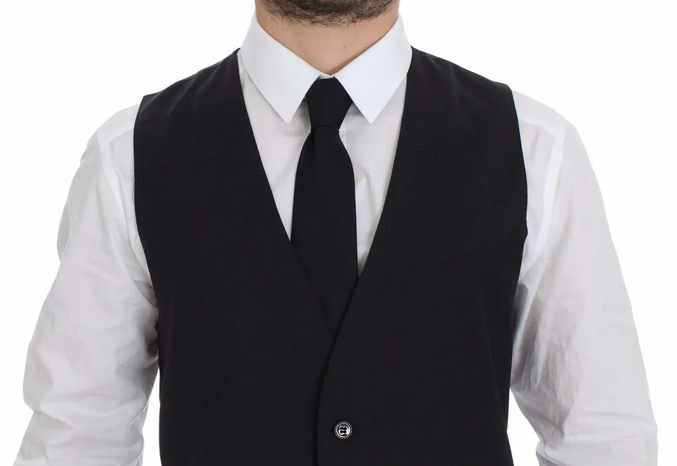 Dolce & Gabbana Men's Sleek Gray Wool Dress Vest