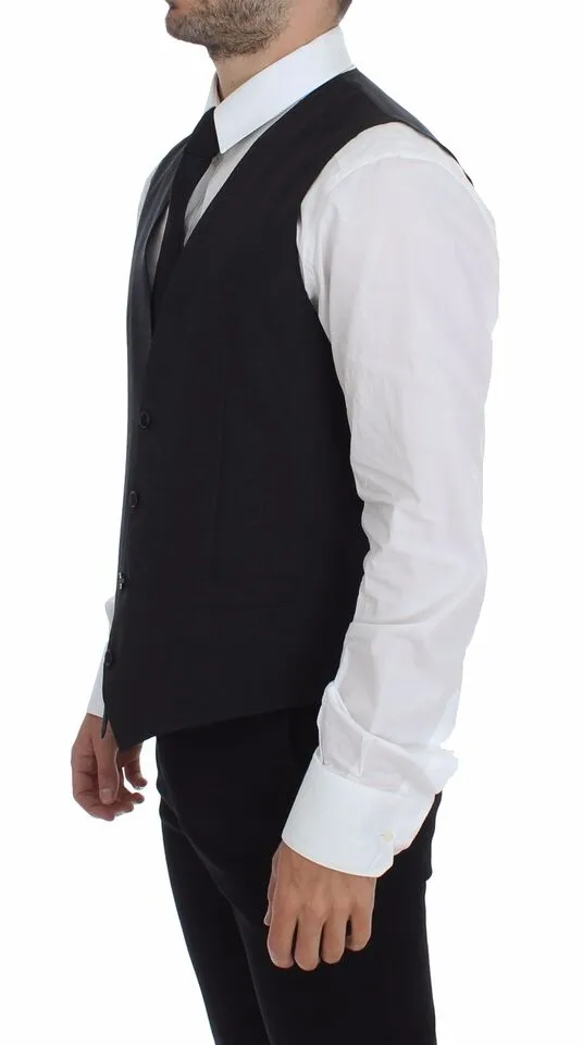 Dolce & Gabbana Men's Sleek Gray Wool Dress Vest