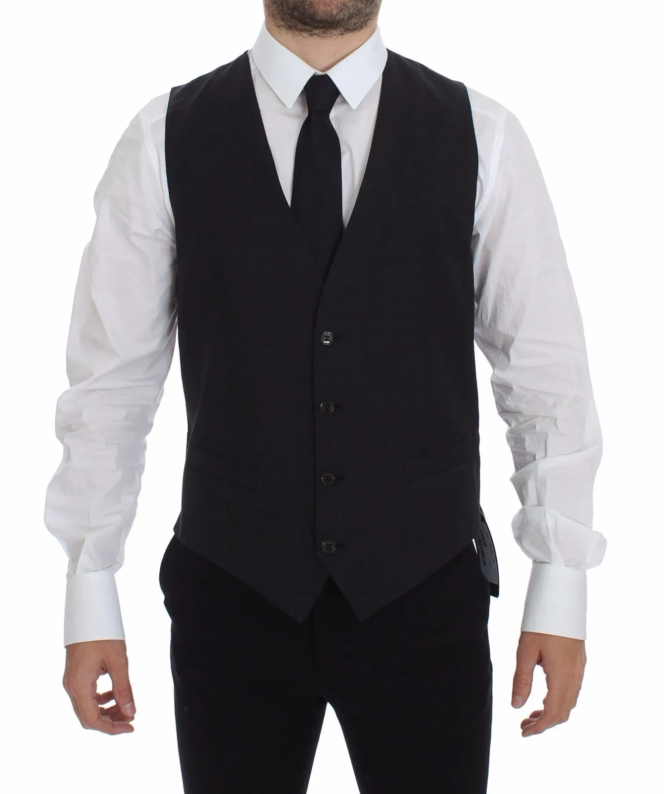 Dolce & Gabbana Men's Sleek Gray Wool Dress Vest