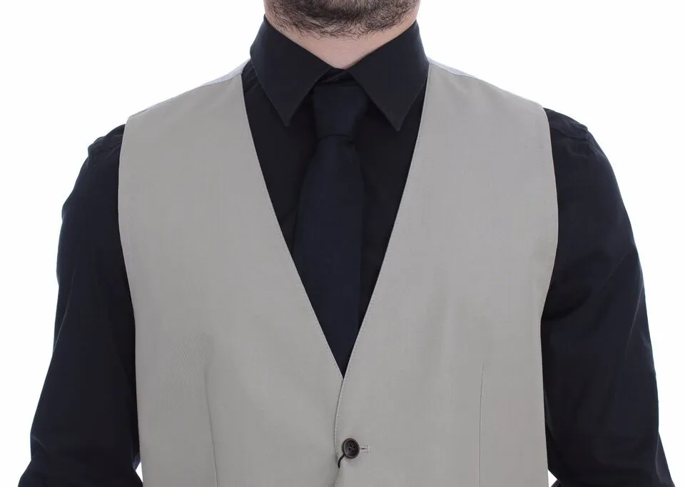 Dolce & Gabbana Men's Elegant Beige Cotton Silk Dress Vest