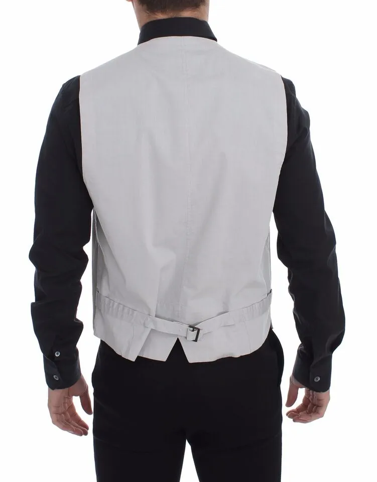 Dolce & Gabbana Men's Elegant Beige Cotton Silk Dress Vest