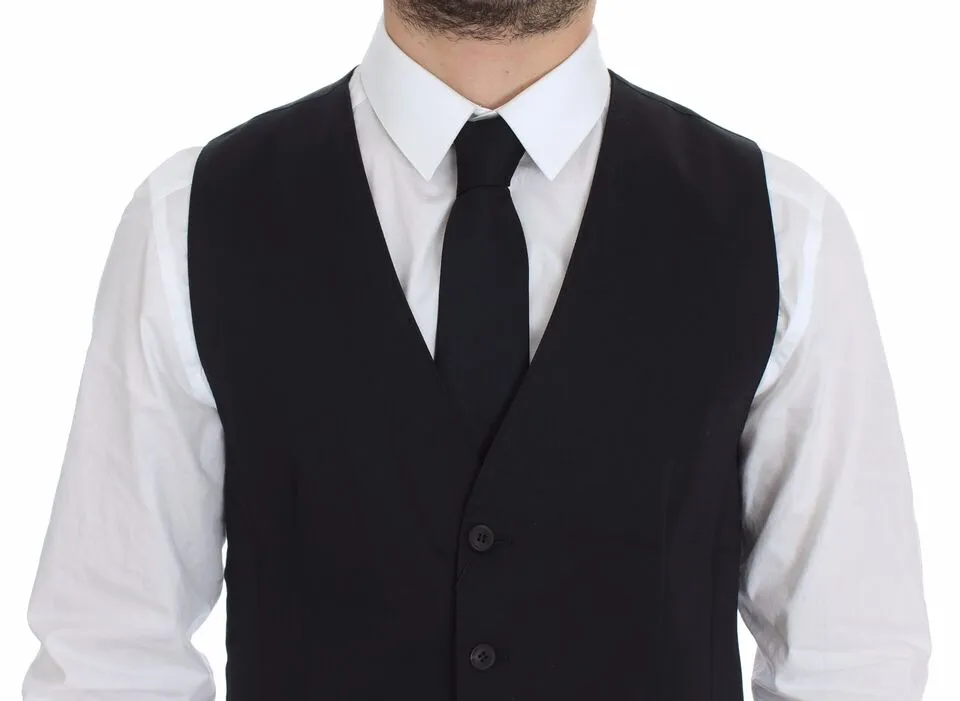 Dolce & Gabbana Men's Elegant Blue Cotton Stretch Dress Vest