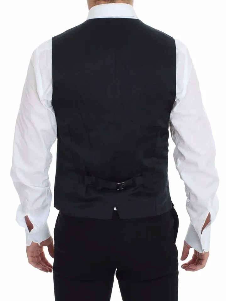 Dolce & Gabbana Men's Elegant Blue Cotton Stretch Dress Vest