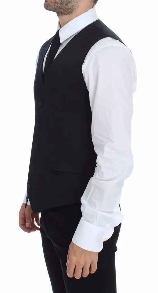 Dolce & Gabbana Men's Elegant Blue Cotton Stretch Dress Vest