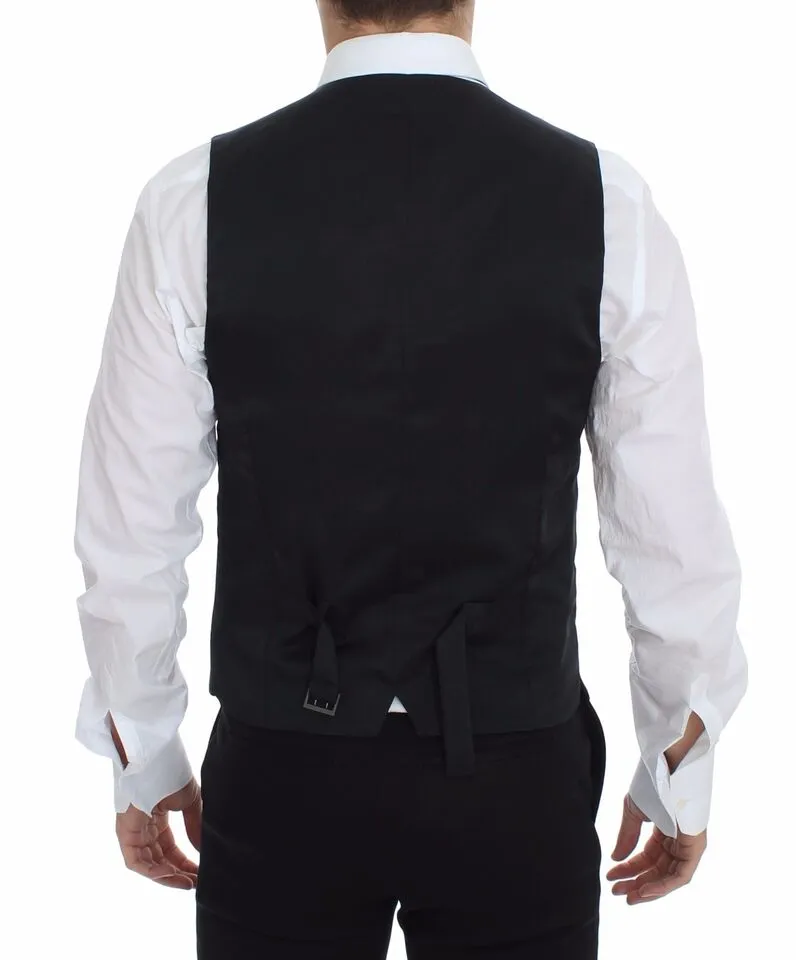 Dolce & Gabbana Men's Elegant Gray Wool Stretch Dress Vest