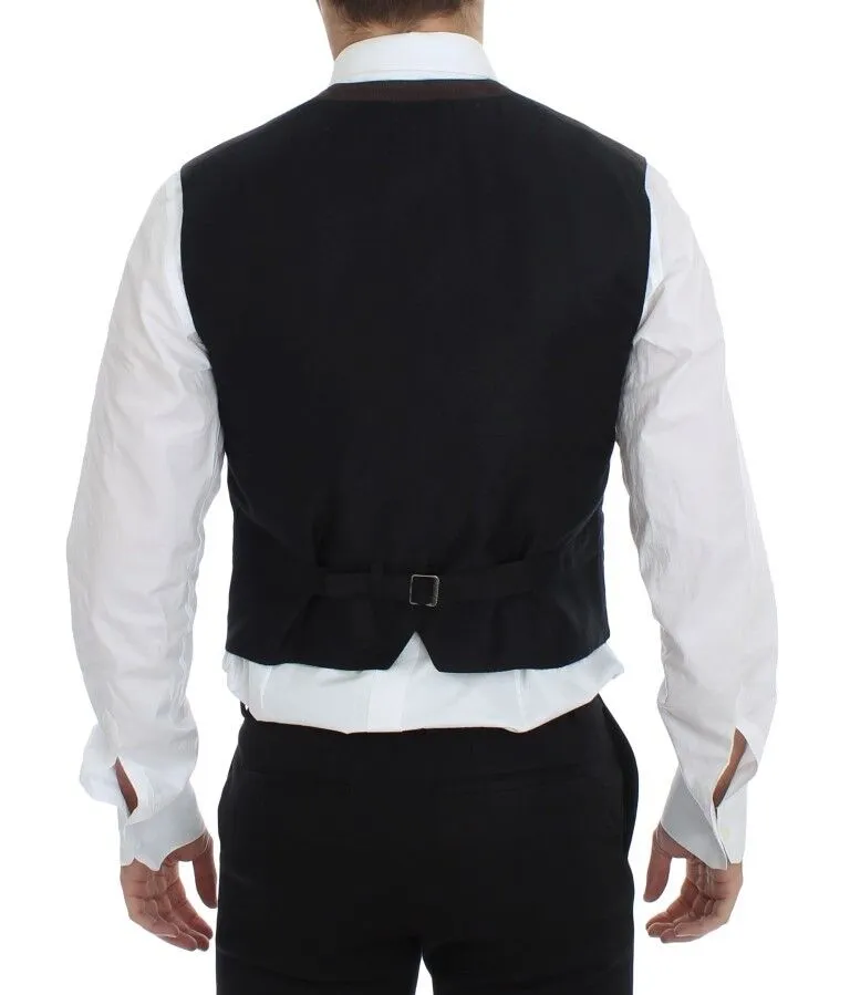 Dolce & Gabbana Men's Elegant Brown Cotton Blend Dress Vest