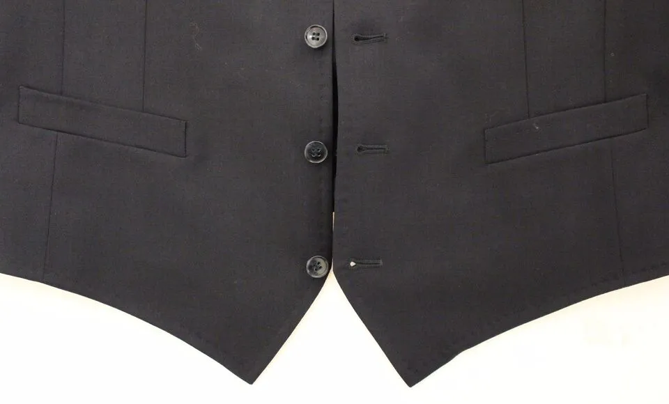 Dolce & Gabbana Men's Elegant Blue Cotton Stretch Dress Vest