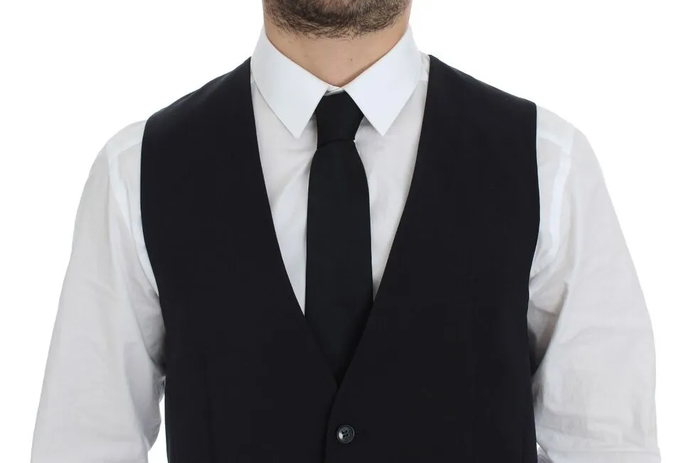 Dolce & Gabbana Men's Elegant Blue Cotton Stretch Dress Vest