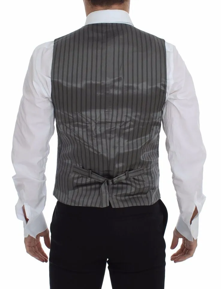 Dolce & Gabbana Men's Elegant Gray Cotton Stretch Dress Vest