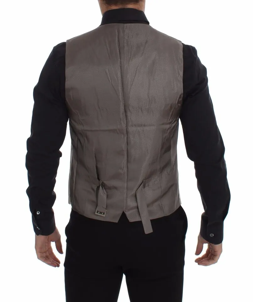 Dolce & Gabbana Men's Elegant Beige Cotton Blend Dress Vest