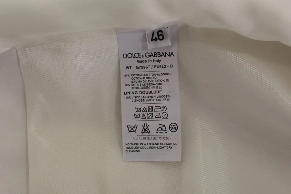 Dolce & Gabbana Men's Elegant White Cotton Silk Dress Vest