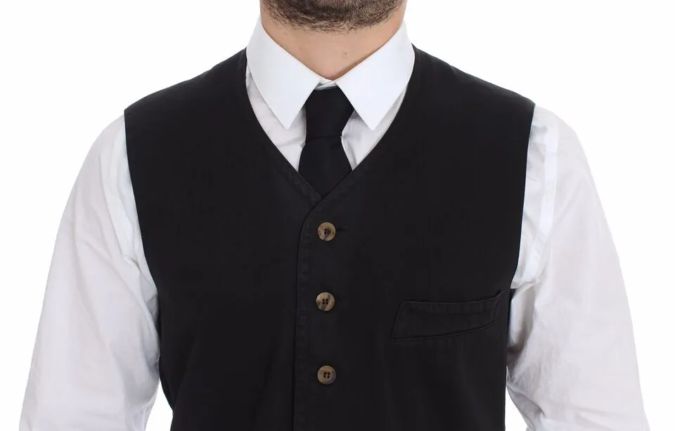 Dolce & Gabbana Men's Elegant Black Dress Vest
