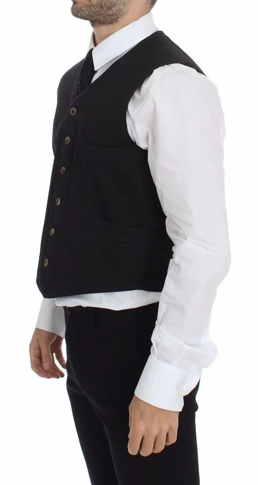 Dolce & Gabbana Men's Elegant Black Dress Vest