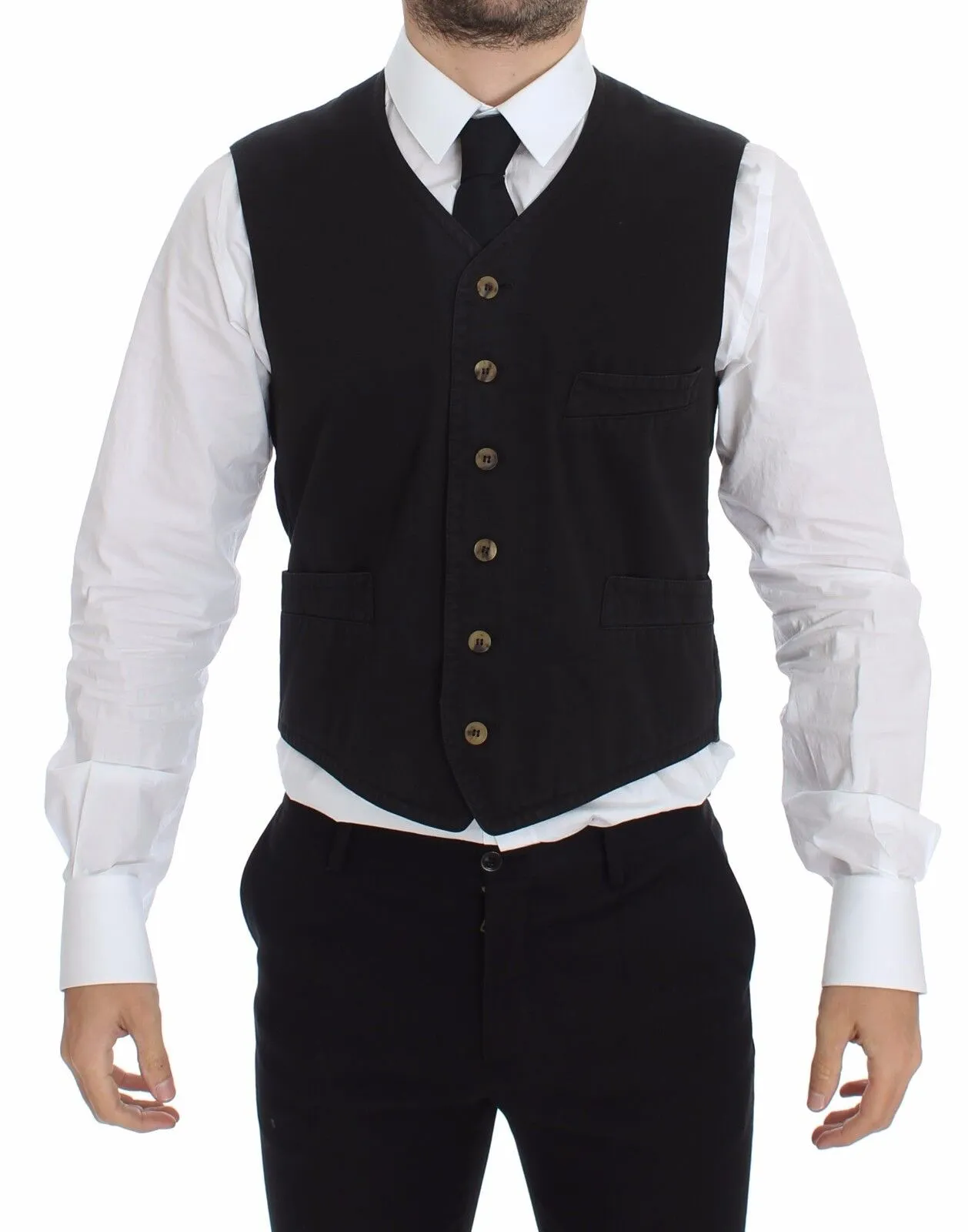 Dolce & Gabbana Men's Elegant Black Dress Vest