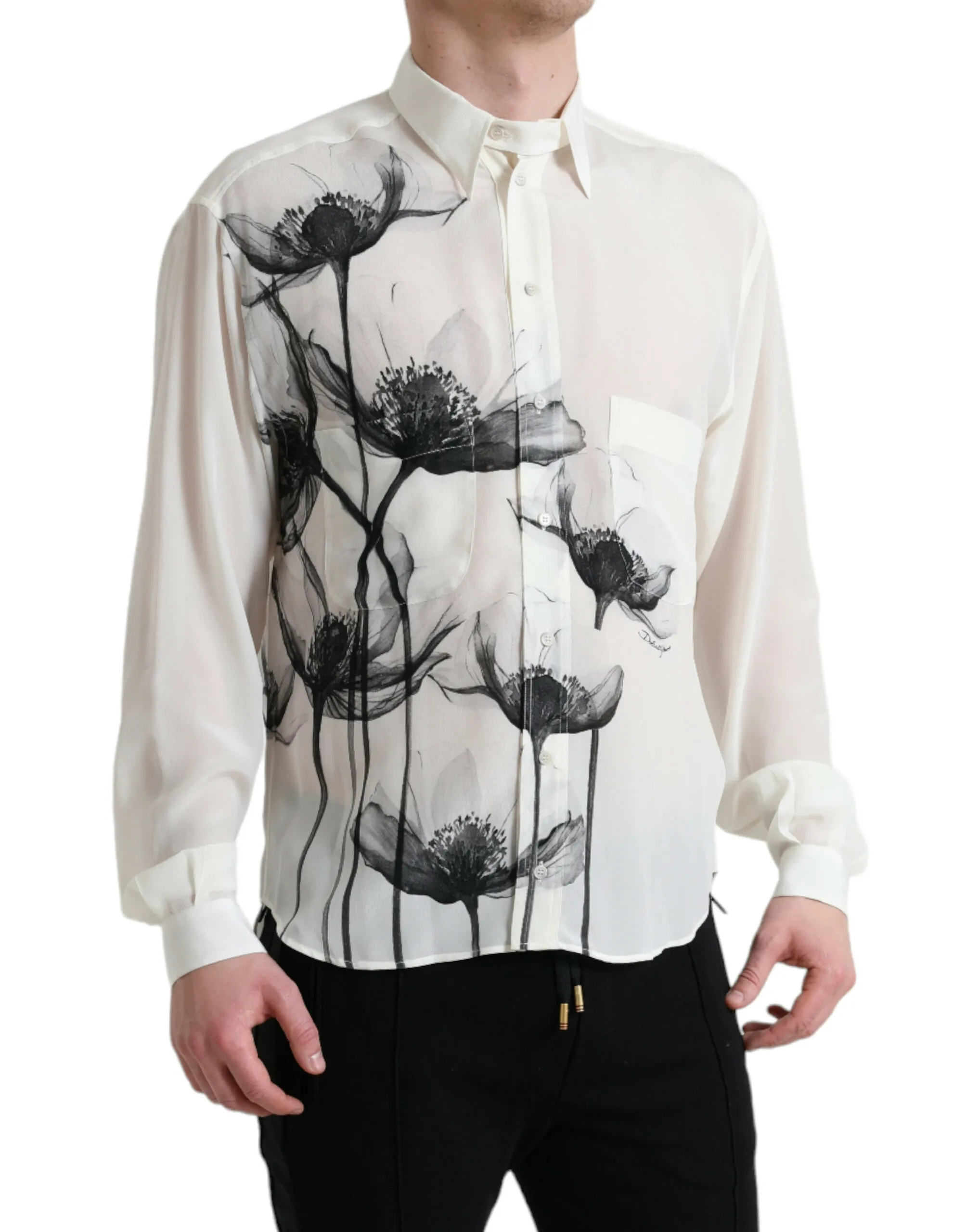 Dolce & Gabbana Men's Elegant Floral Silk Dress Shirt