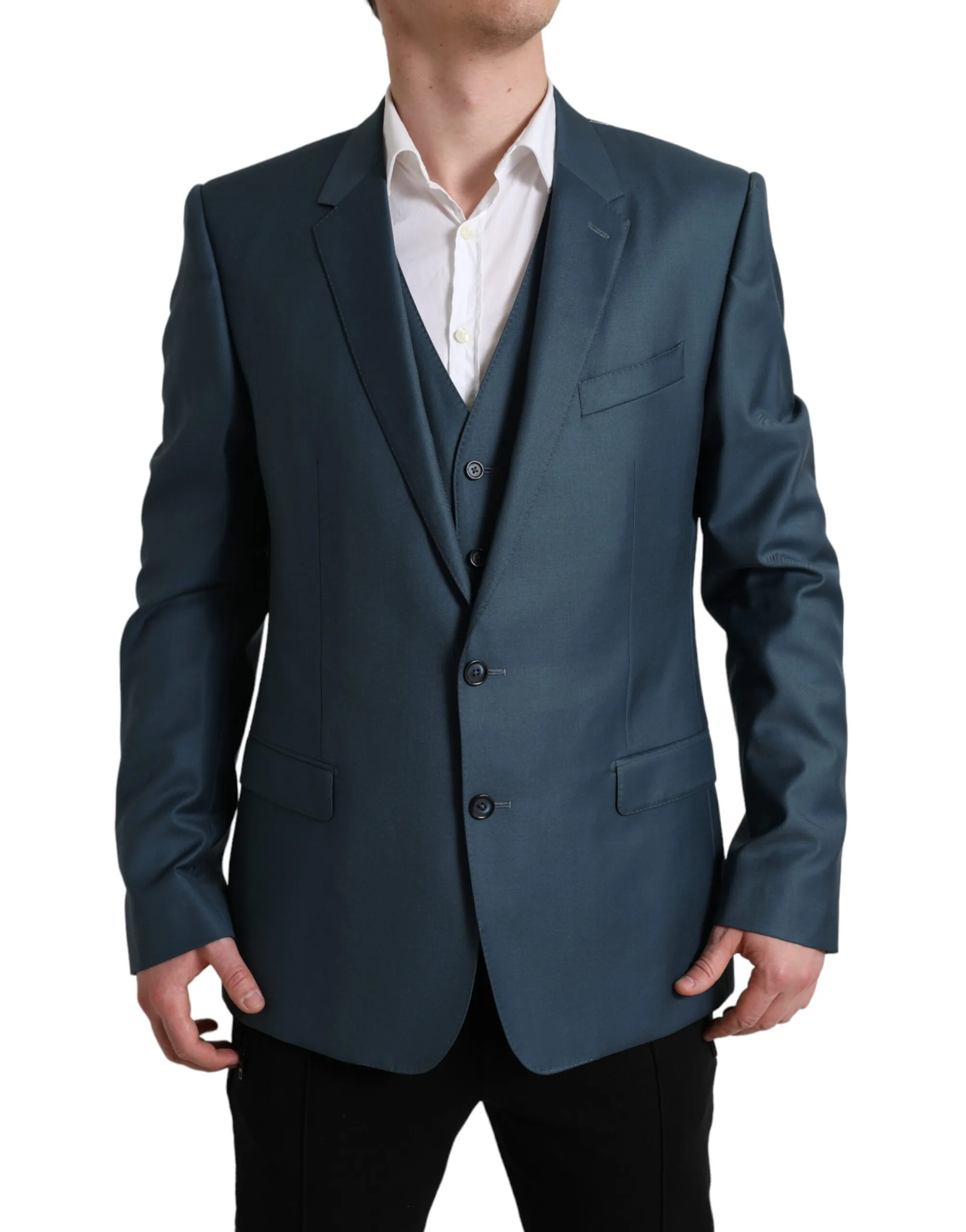 Dolce & Gabbana Men's Elegant Green Martini Two-Piece Wool Suit