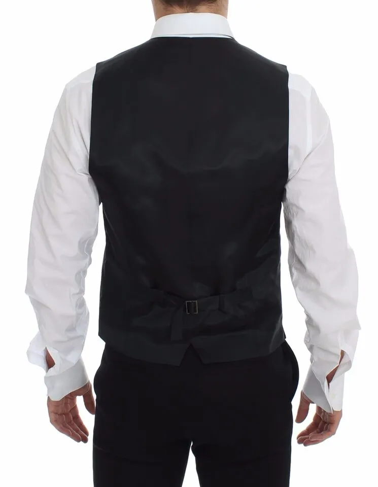 Dolce & Gabbana Men's Elegant Gray Striped Dress Vest