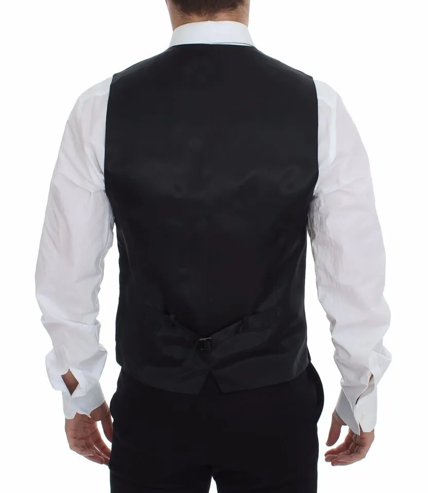 Dolce & Gabbana Men's Elegant Striped Gray Dress Vest