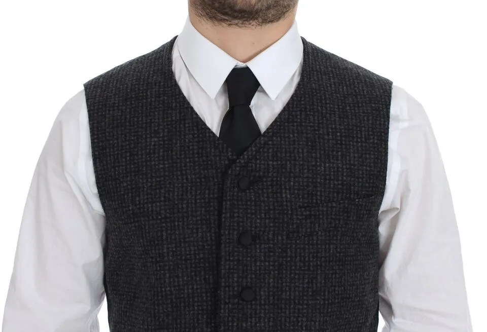 Dolce & Gabbana Men's Elegant Gray Wool Blend Dress Vest