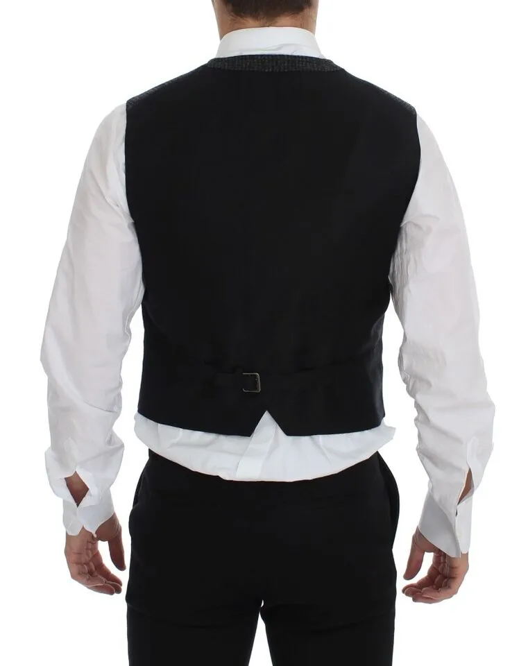 Dolce & Gabbana Men's Elegant Gray Wool Blend Dress Vest