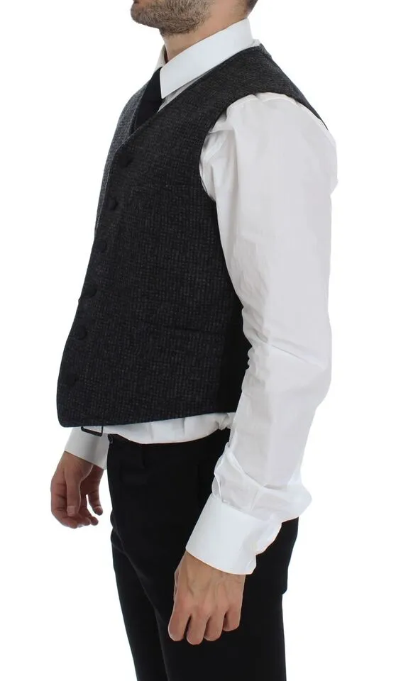 Dolce & Gabbana Men's Elegant Gray Wool Blend Dress Vest