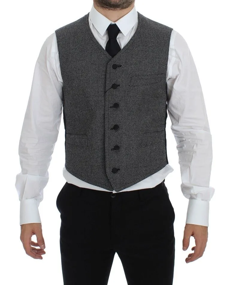 Dolce & Gabbana Men's Elegant Single Breasted Gray Dress Vest