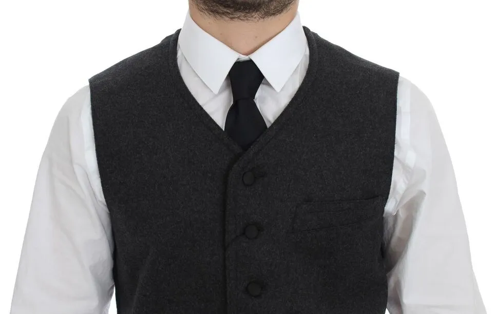 Dolce & Gabbana Men's Elegant Gray Wool Blend Dress Vest