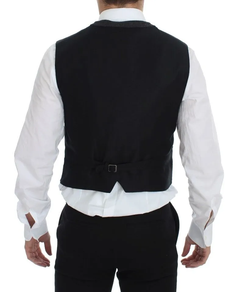 Dolce & Gabbana Men's Elegant Gray Wool Blend Dress Vest