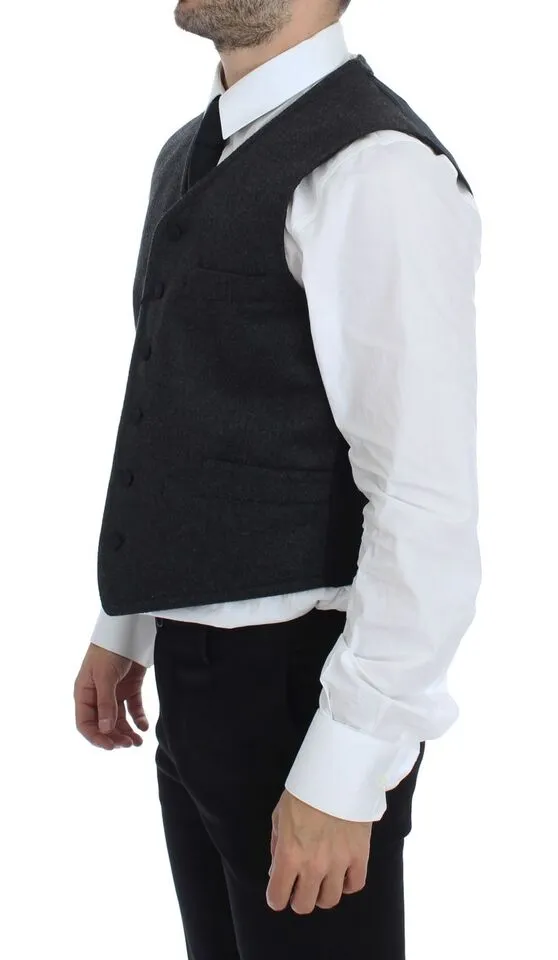 Dolce & Gabbana Men's Elegant Gray Wool Blend Dress Vest
