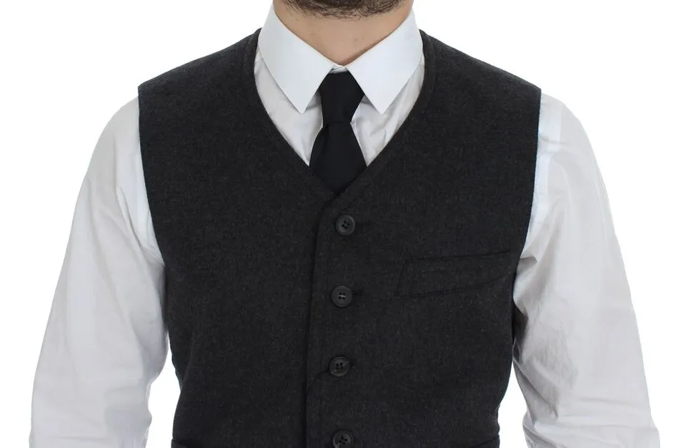 Dolce & Gabbana Men's Elegant Gray Wool Blend Dress Vest