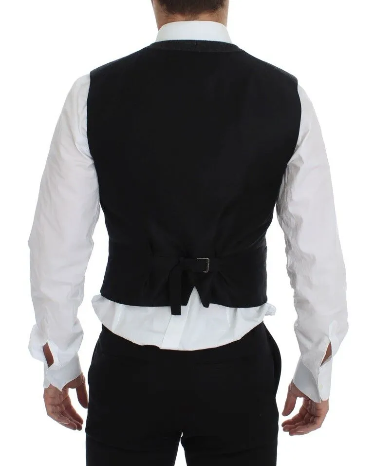 Dolce & Gabbana Men's Elegant Gray Wool Blend Dress Vest