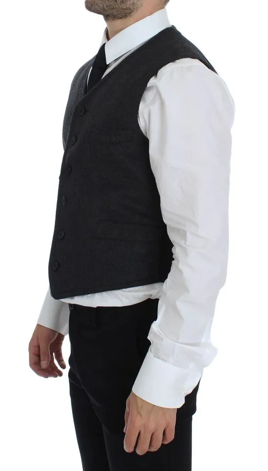 Dolce & Gabbana Men's Elegant Gray Wool Blend Dress Vest