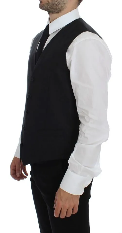 Dolce & Gabbana Men's Elegant Gray Wool Blend Dress Vest