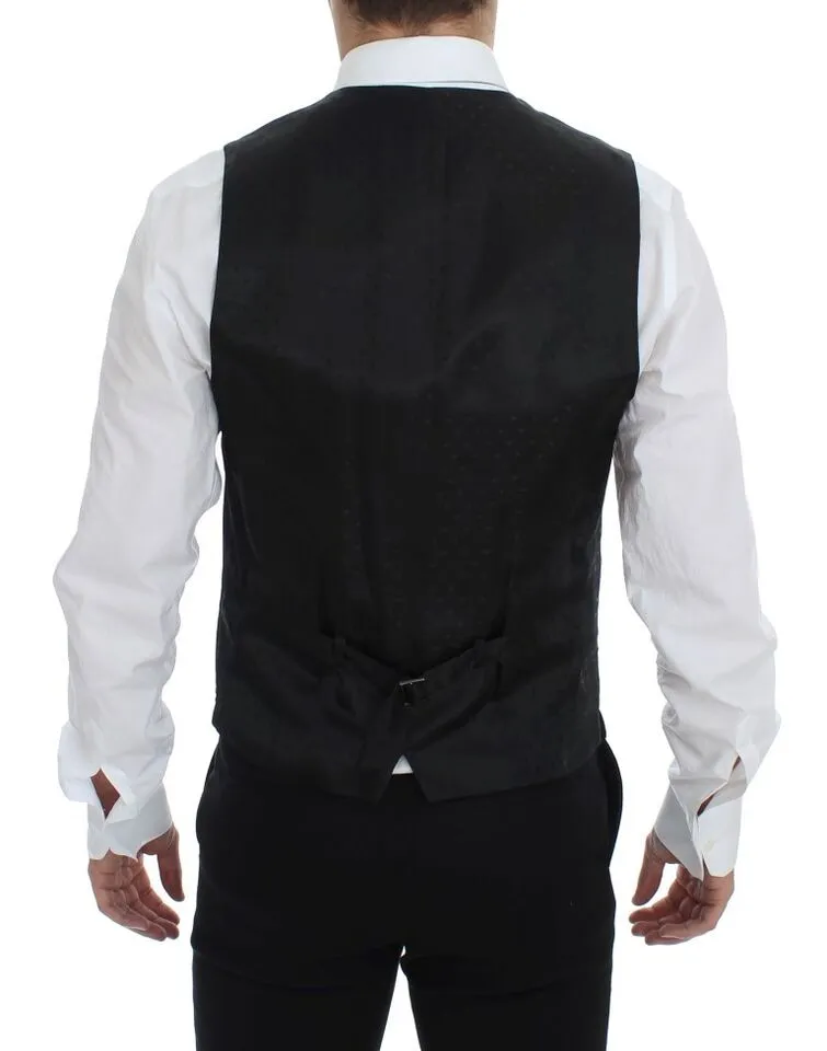Dolce & Gabbana Men's Elegant Black Wool Formal Dress Vest