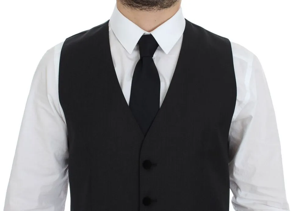Dolce & Gabbana Men's Elegant Gray Wool Dress Vest