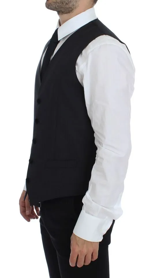 Dolce & Gabbana Men's Elegant Gray Wool Dress Vest