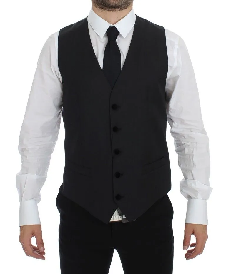 Dolce & Gabbana Men's Elegant Gray Wool Dress Vest