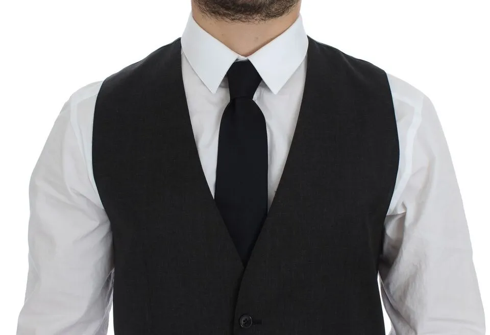 Dolce & Gabbana Men's Elegant Gray Wool Formal Dress Vest