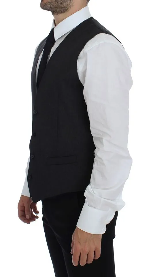 Dolce & Gabbana Men's Elegant Gray Wool Formal Dress Vest