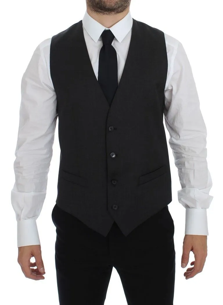 Dolce & Gabbana Men's Elegant Gray Wool Formal Dress Vest