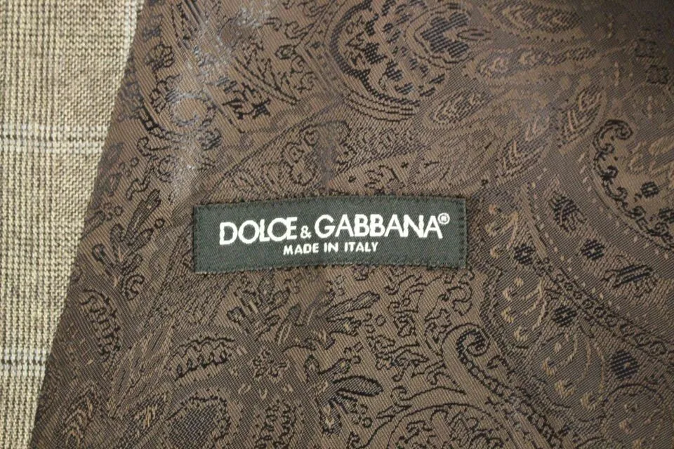 Dolce & Gabbana Men's Elegant Brown Checkered Wool Dress Vest