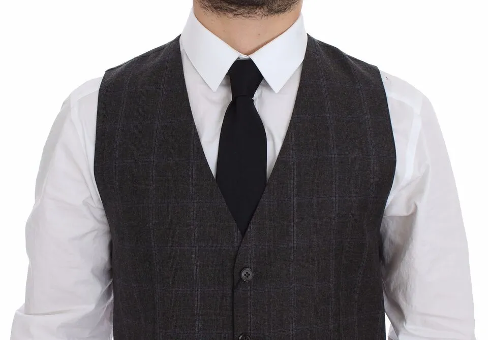 Dolce & Gabbana Men's Elegant Checkered Wool Dress Vest