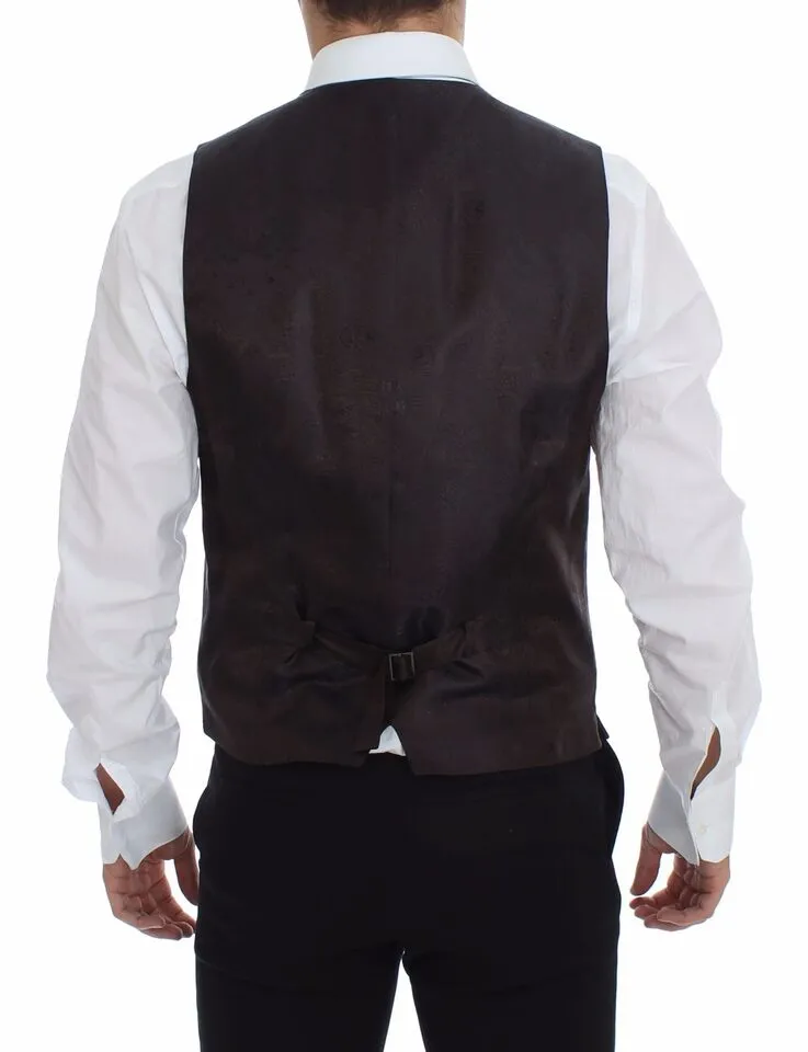 Dolce & Gabbana Men's Elegant Checkered Wool Dress Vest