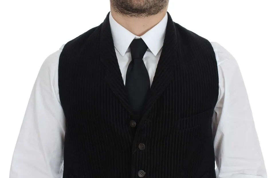 Dolce & Gabbana Men's Elegant Black Manchester Dress Vest